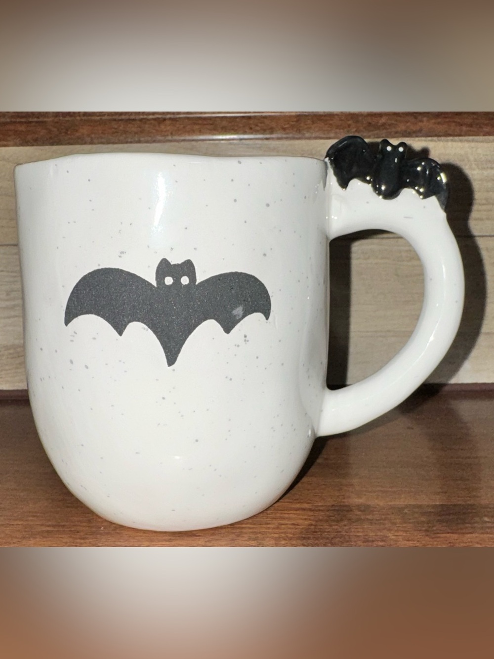 Super Cute 🥰 White Mug with a Bat 🦇 Accent and a Bat 🦇 on the Handle